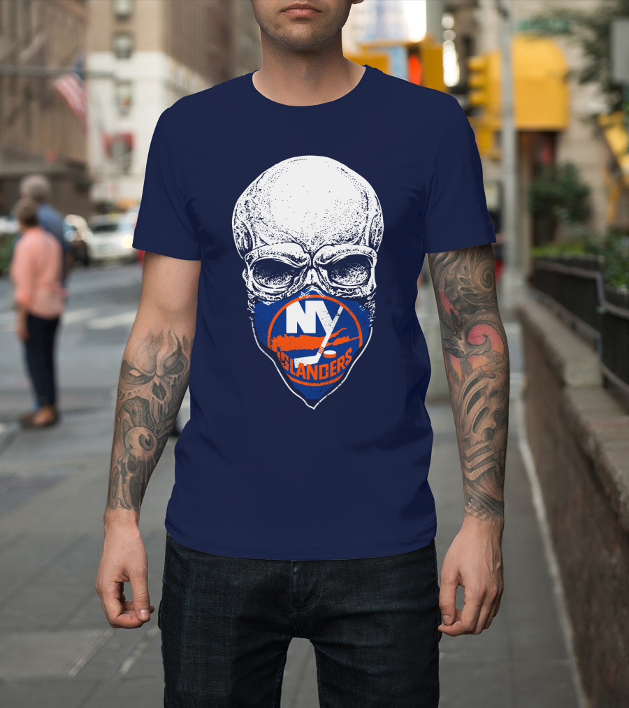 Ny Islanders Skull Logo Hockey Fan T-Shirt