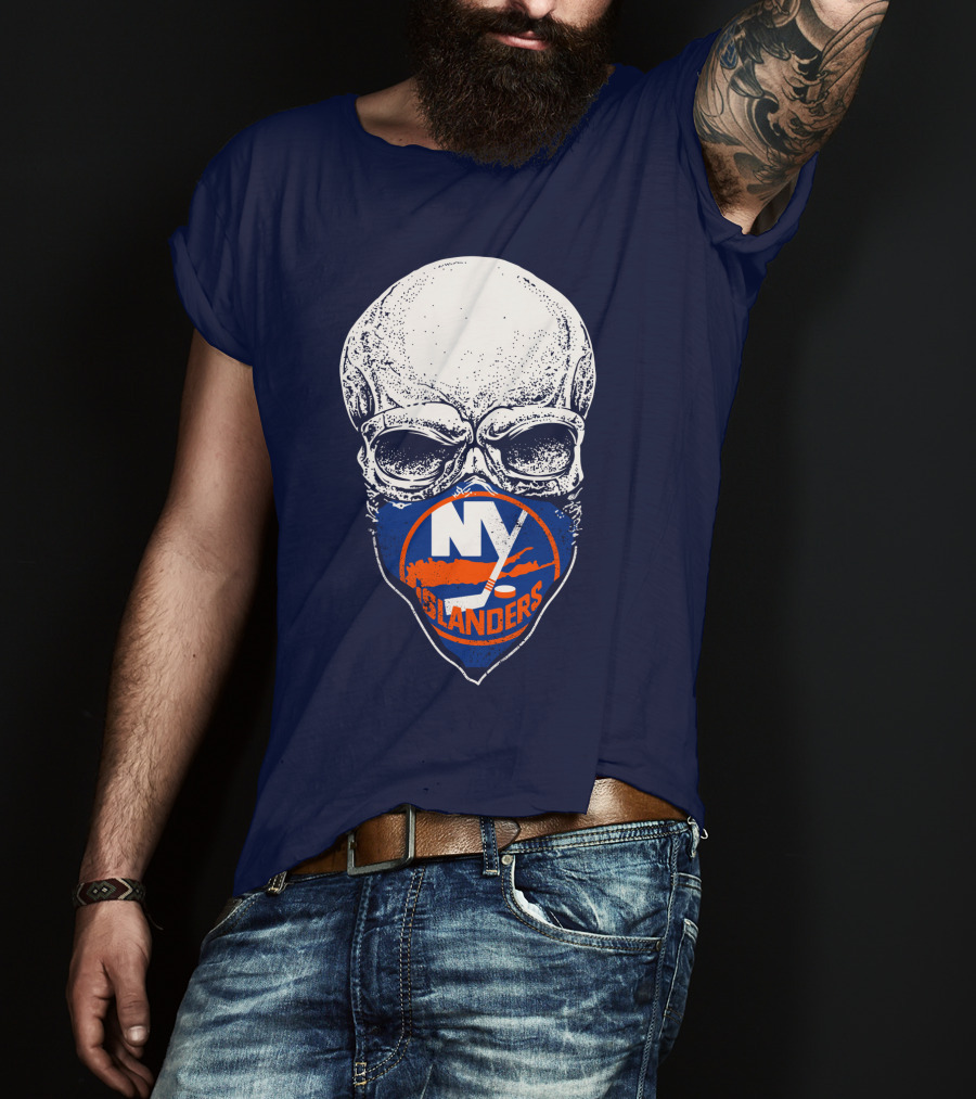 Ny Islanders Skull Logo Hockey Fan T-Shirt