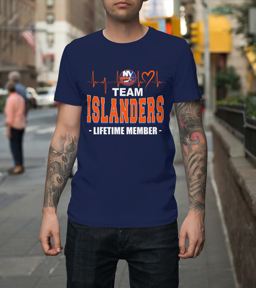 Team Islanders Lifetime Member New York Islanders Heartbeat T-Shirt