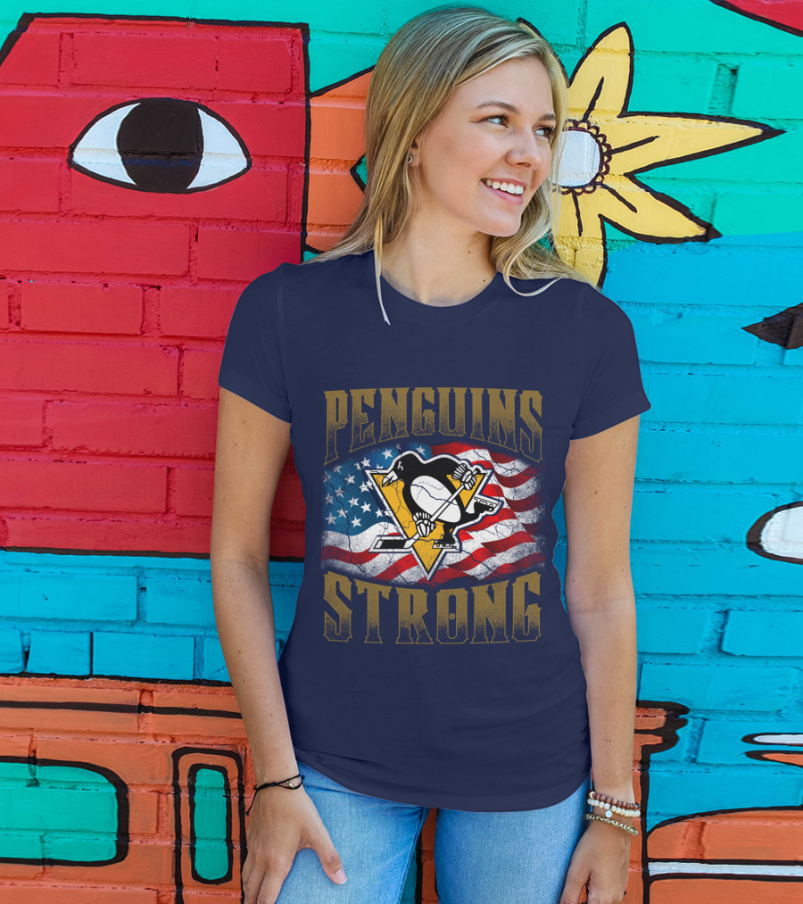 Pittsburgh Penguins Strong American Flag T-Shirt