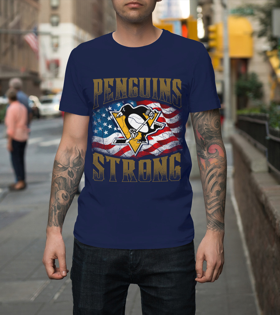 Pittsburgh Penguins Strong American Flag T-Shirt