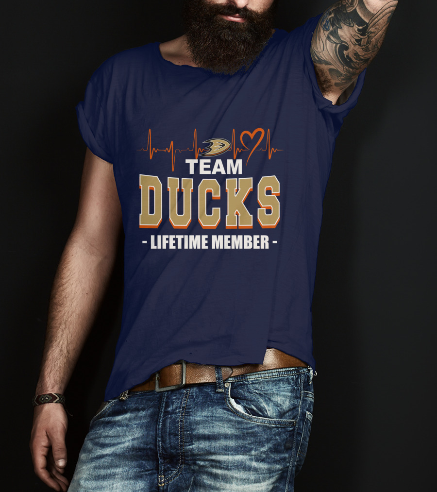 Team Ducks Lifetime Member Anaheim Ducks Heartbeat T-Shirt