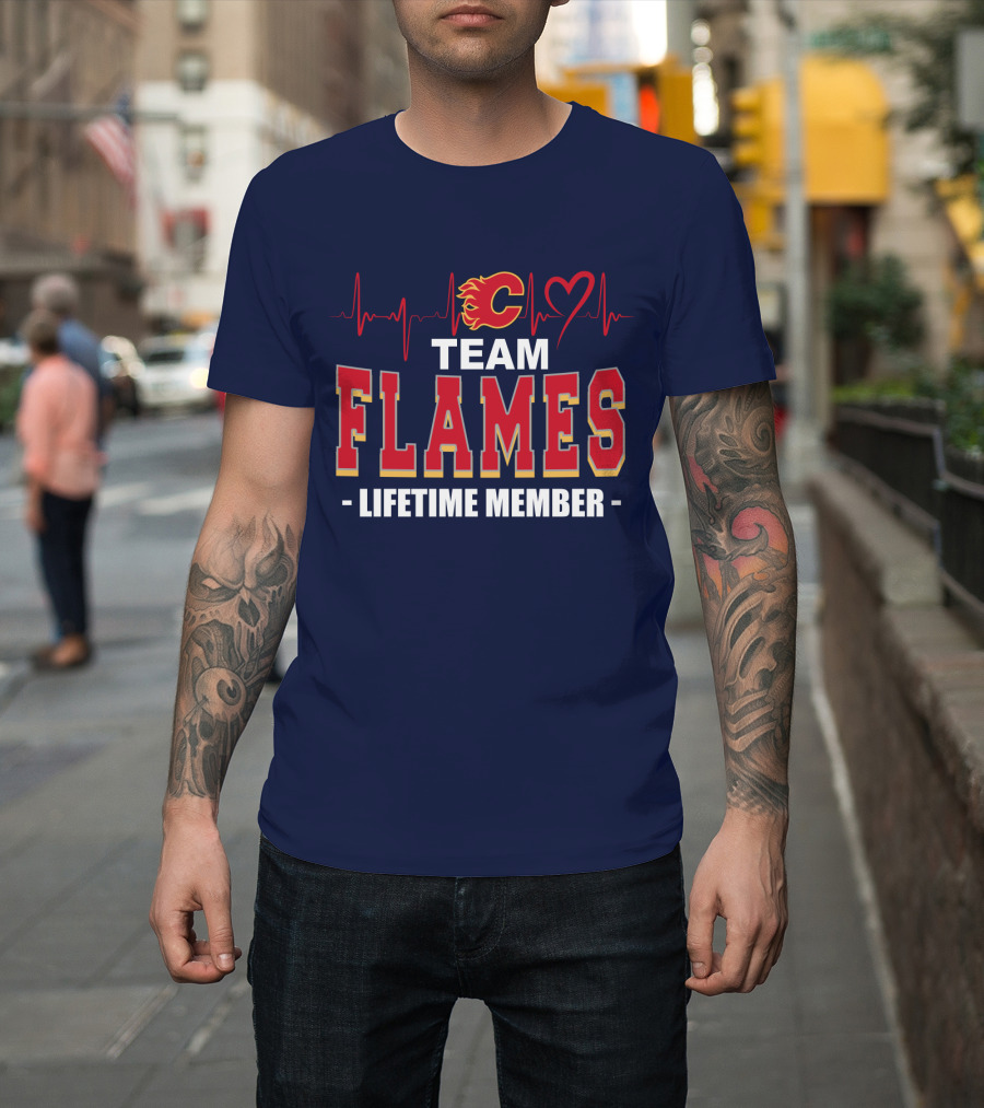 Team Calgary Flames Lifetime Member Heartbeat T-Shirt