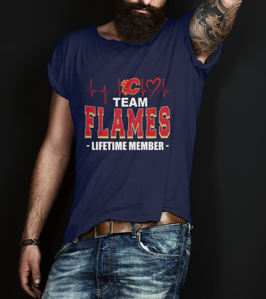 Team Calgary Flames Lifetime Member Heartbeat T-Shirt