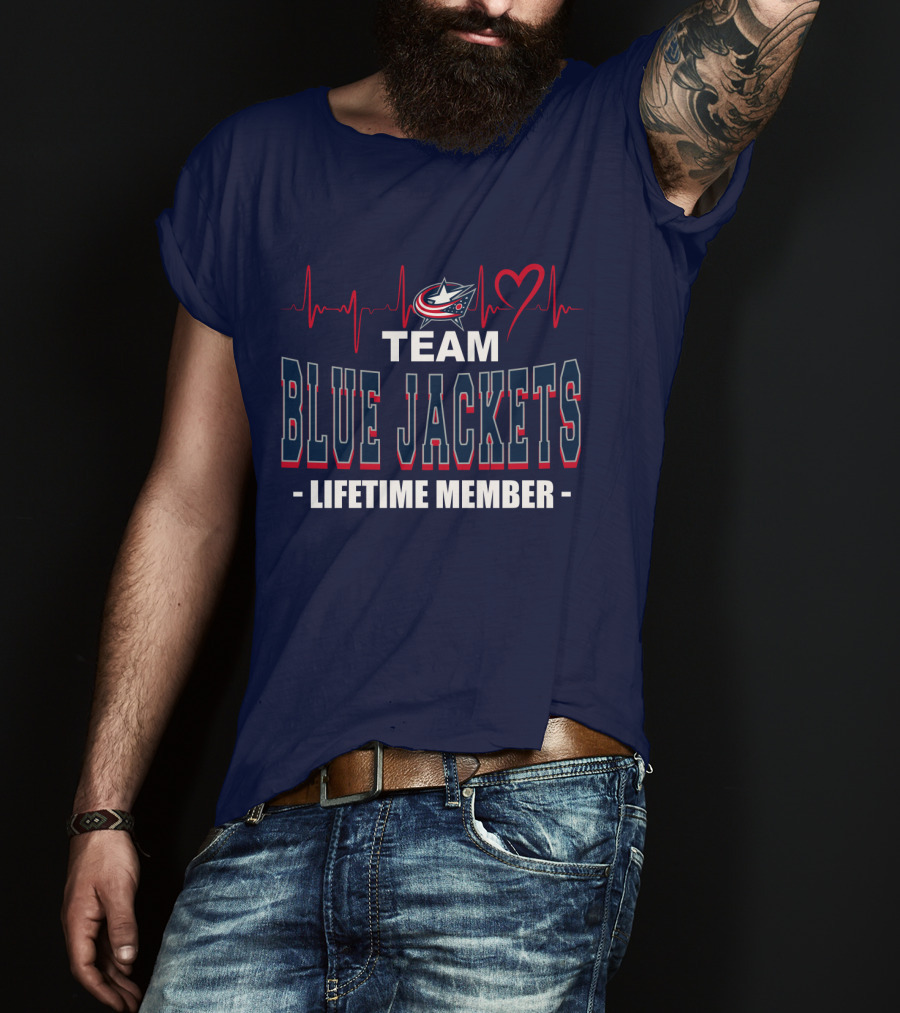 Team Blue Jackets Lifetime Member Heartbeat T-Shirt
