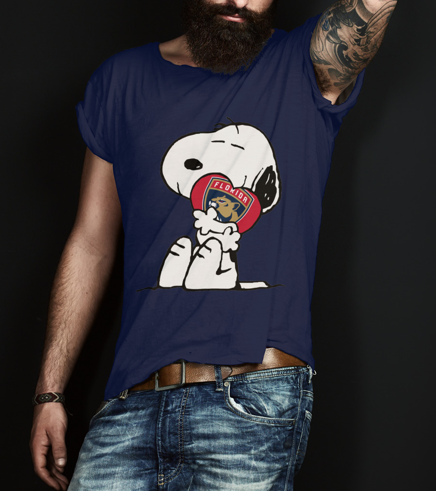 Snoopy Hugging Florida Panthers Heart T-Shirt