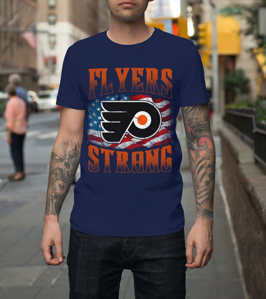 Flyers Strong Philadelphia American Flag T-Shirt