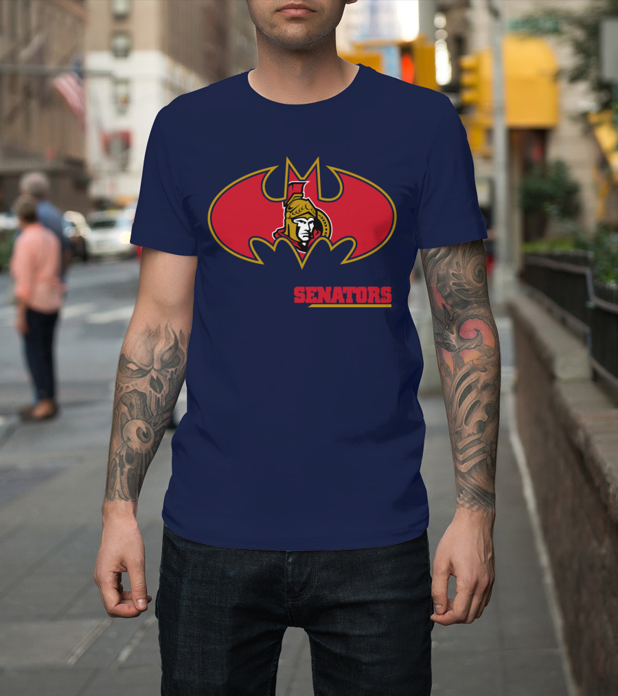 Senators Bat Symbol With Ottawa Senators T-Shirt