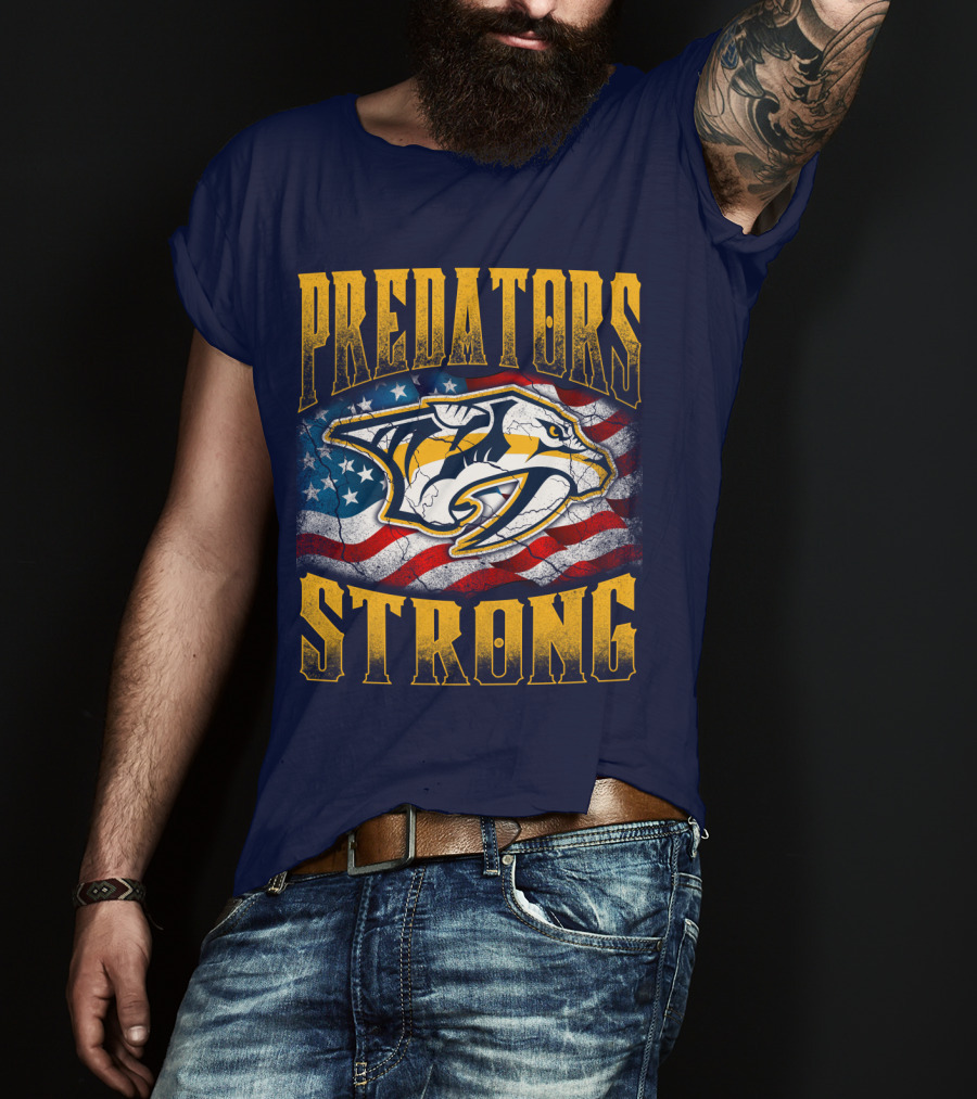 Predators Strong American Flag Nashville Predators T-Shirt