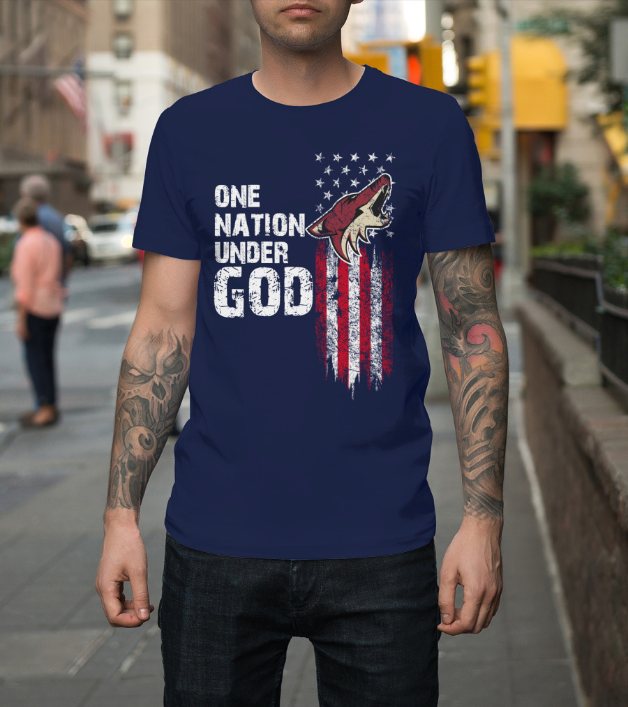 One Nation Under God Arizona Coyotes Usa Flag T-Shirt