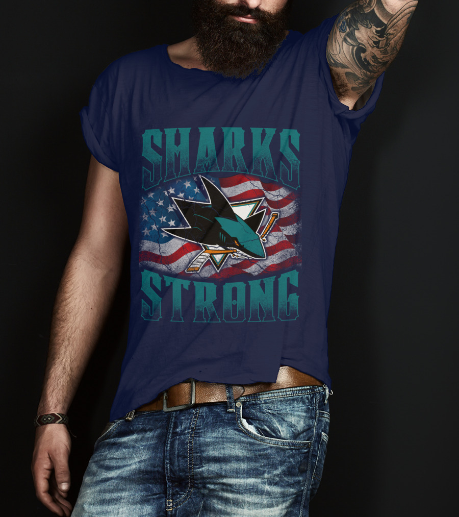 Sharks Strong American Flag San Jose Sharks T-Shirt