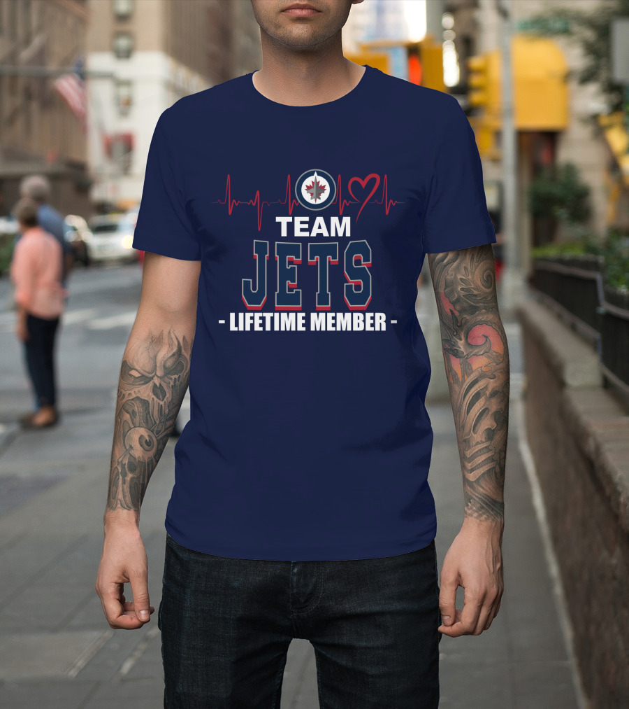 Team Jets Lifetime Member Winnipeg Jets Heartbeat T-Shirt