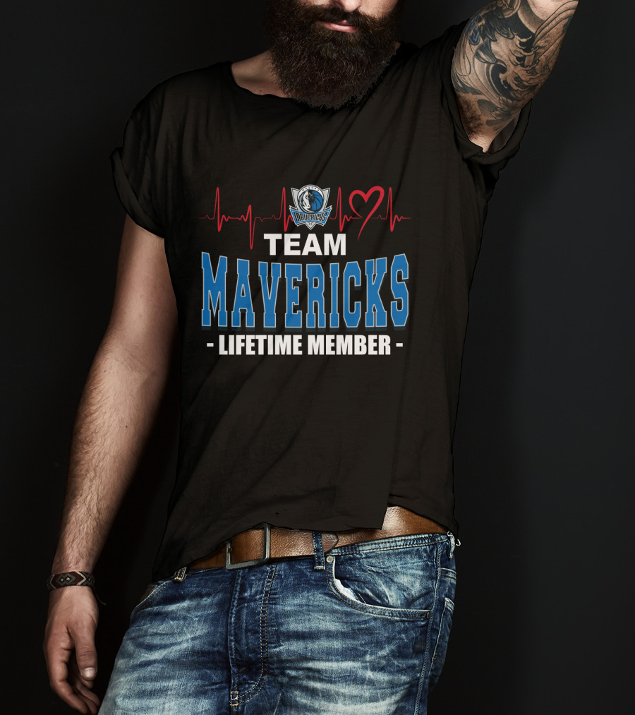 Team Mavericks Lifetime Member Dallas Mavericks Heartbeat T-Shirt