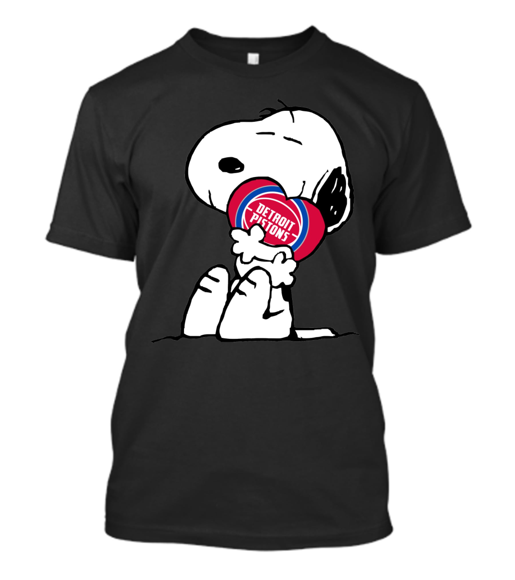 Detroit Pistons Snoopy Hugging Heart T-Shirt