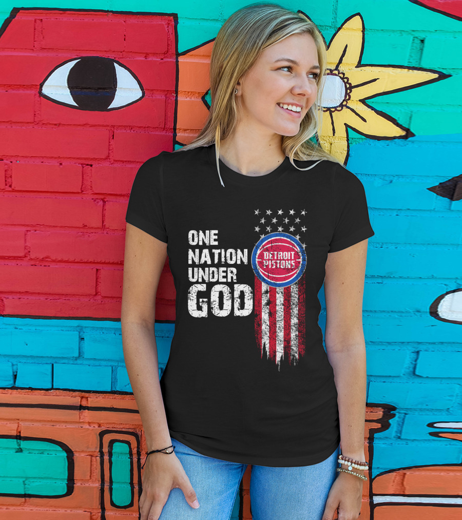 One Nation Under God Detroit Pistons Stars And Stripes T-Shirt