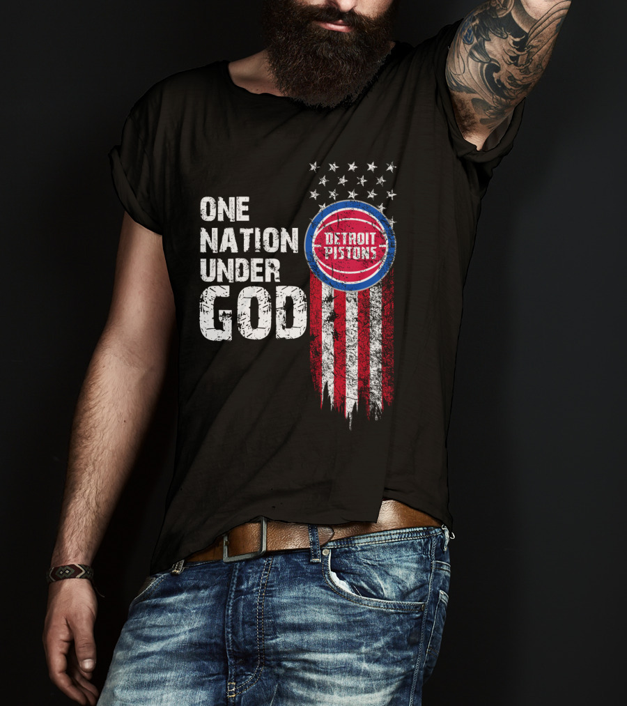 One Nation Under God Detroit Pistons Stars And Stripes T-Shirt