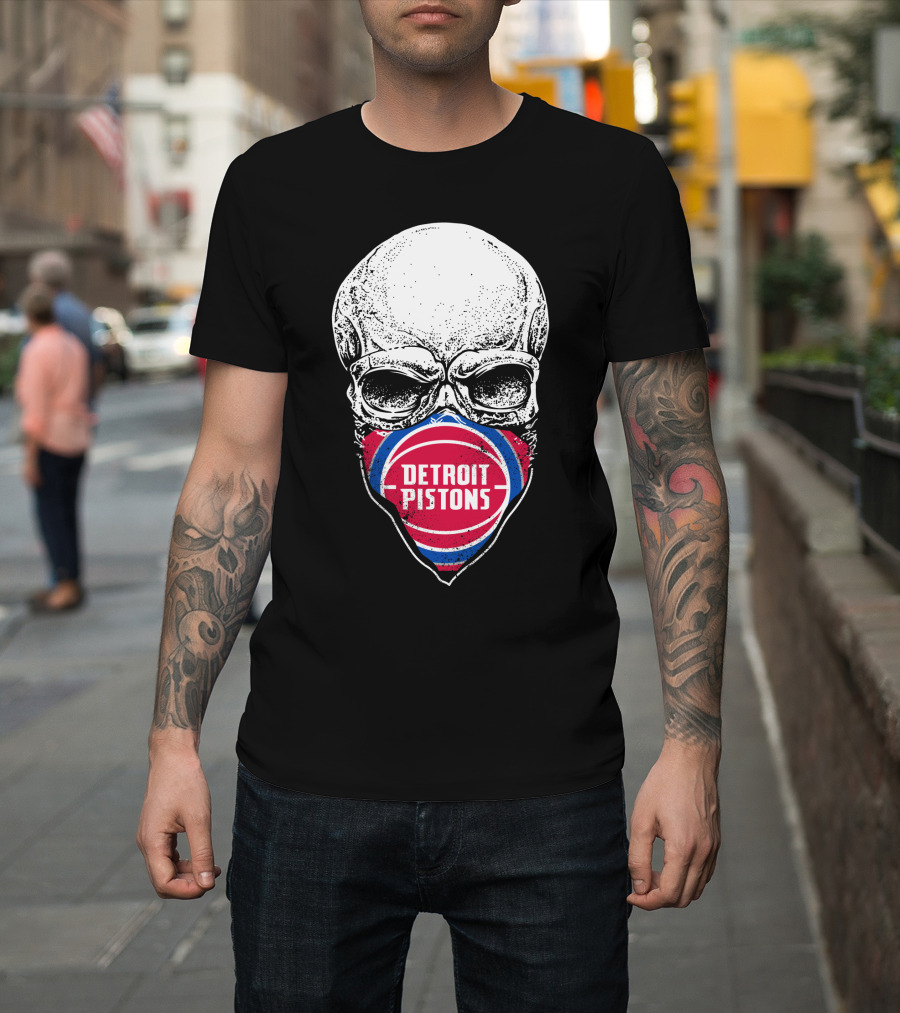 Detroit Pistons Skull Masked T-Shirt