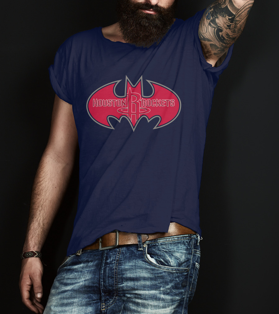 Houston Rockets Batman Logo Red Bat Symbol T-Shirt