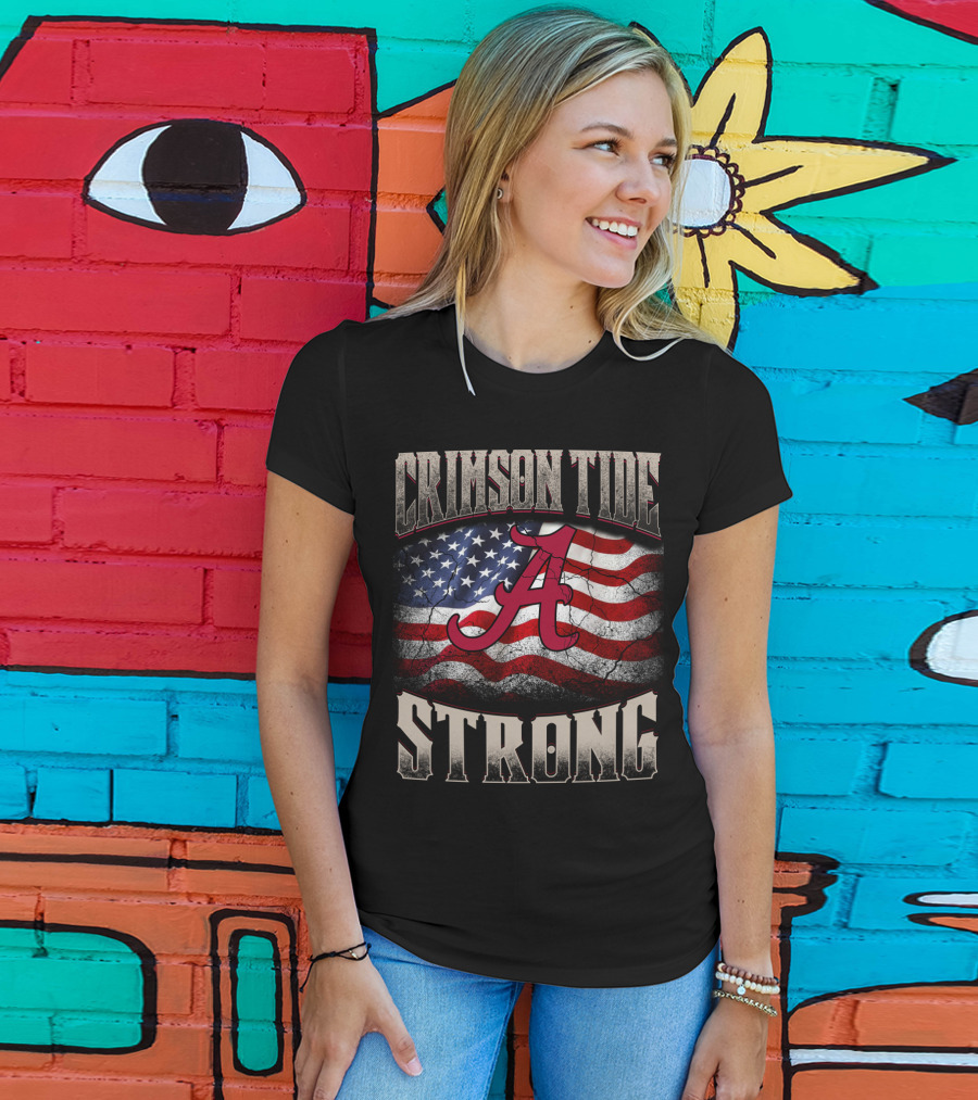 Crimson Tide Strong American Flag A T-Shirt