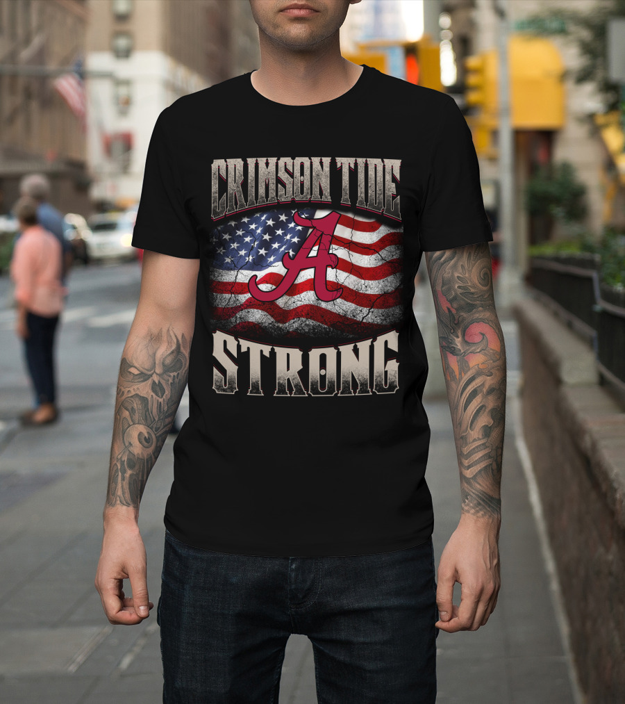 Crimson Tide Strong American Flag A T-Shirt