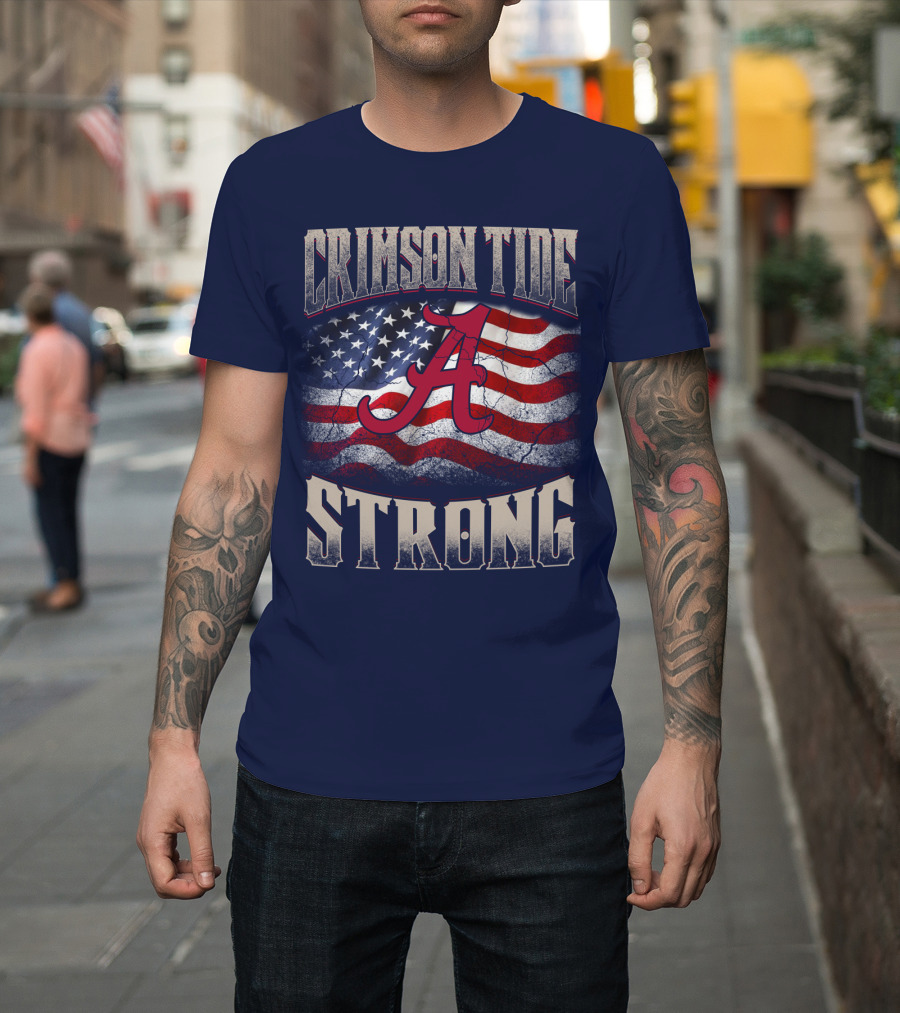 Crimson Tide Strong A American Flag T-Shirt
