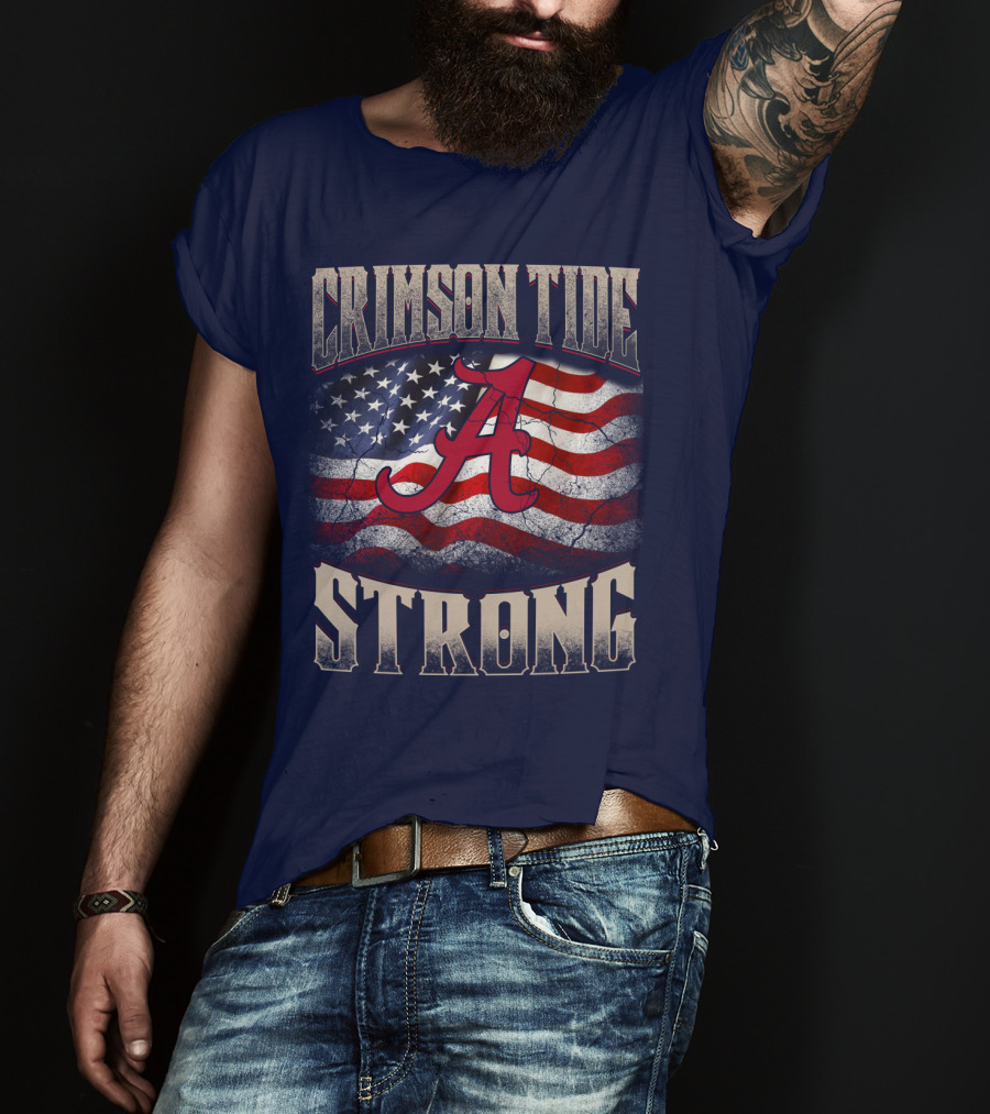 Crimson Tide Strong A American Flag T-Shirt