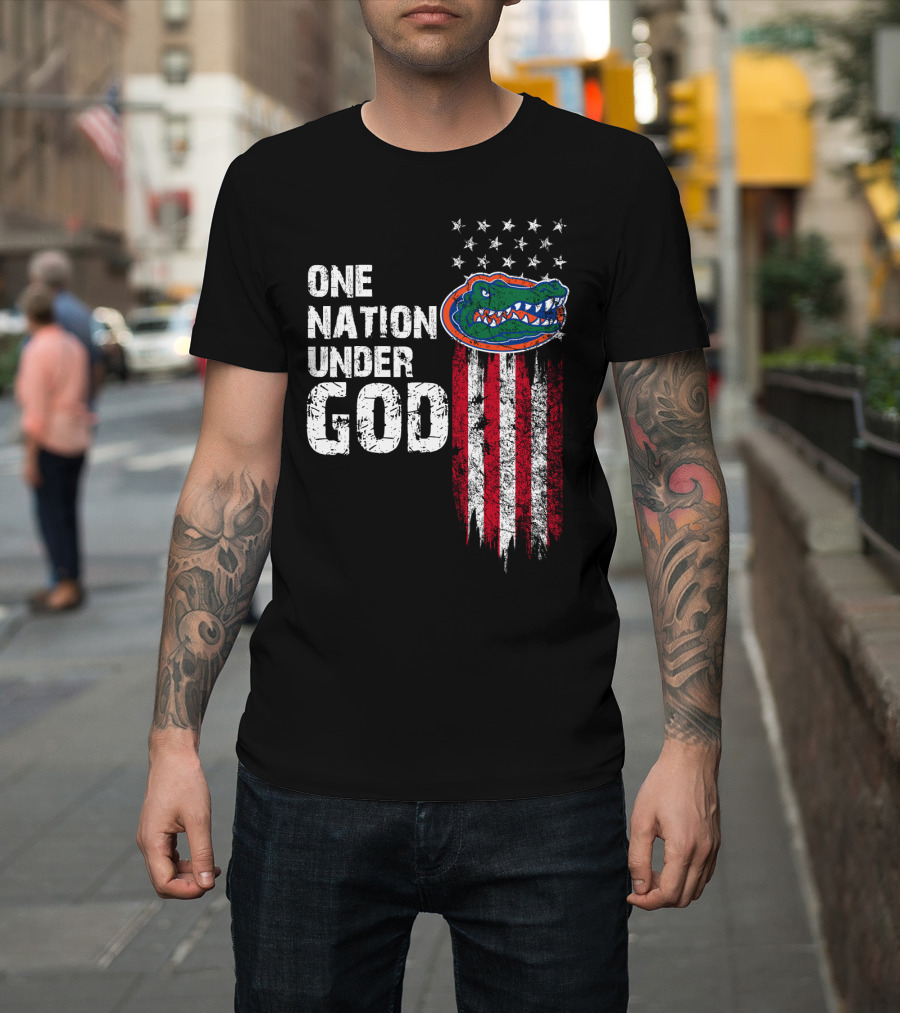 One Nation Under God Florida Gators American Flag Stars T-Shirt