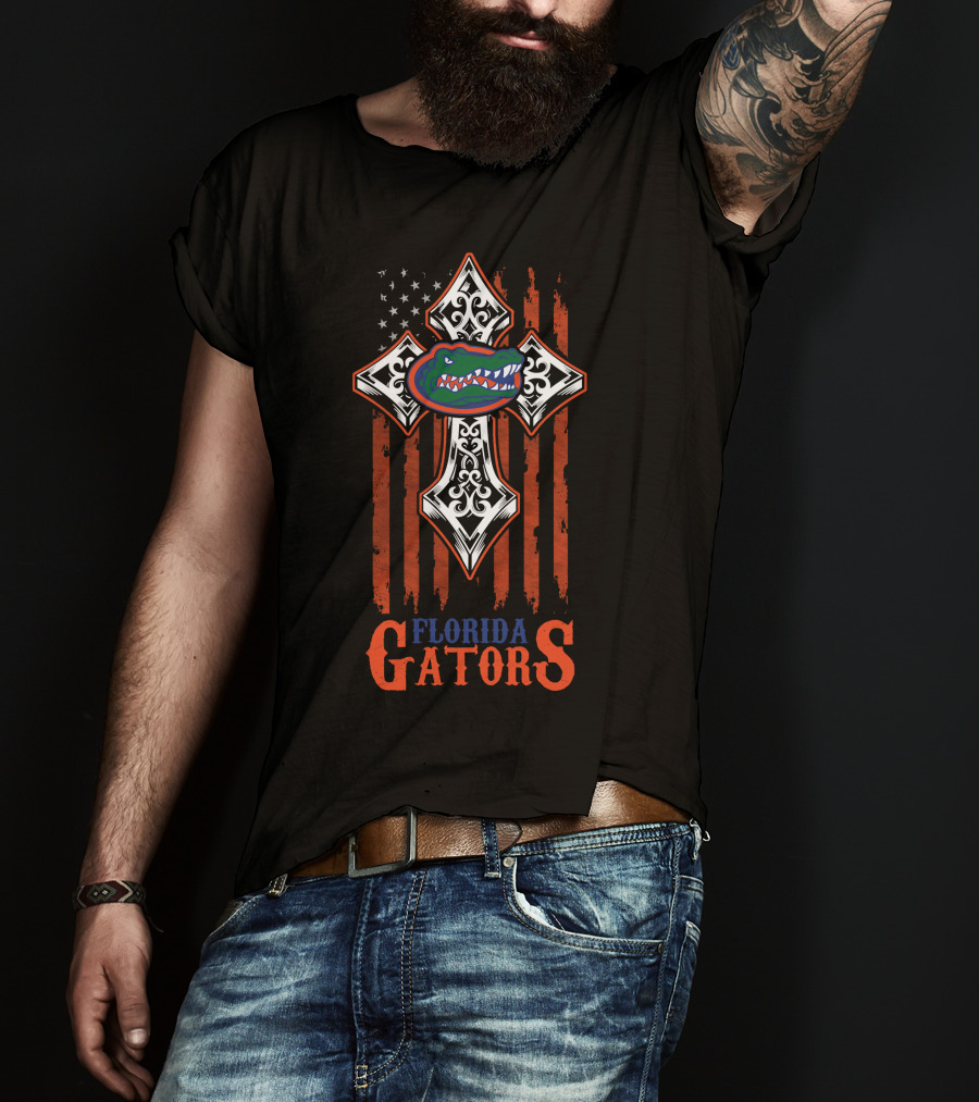 Florida Gators American Flag Cross T-Shirt