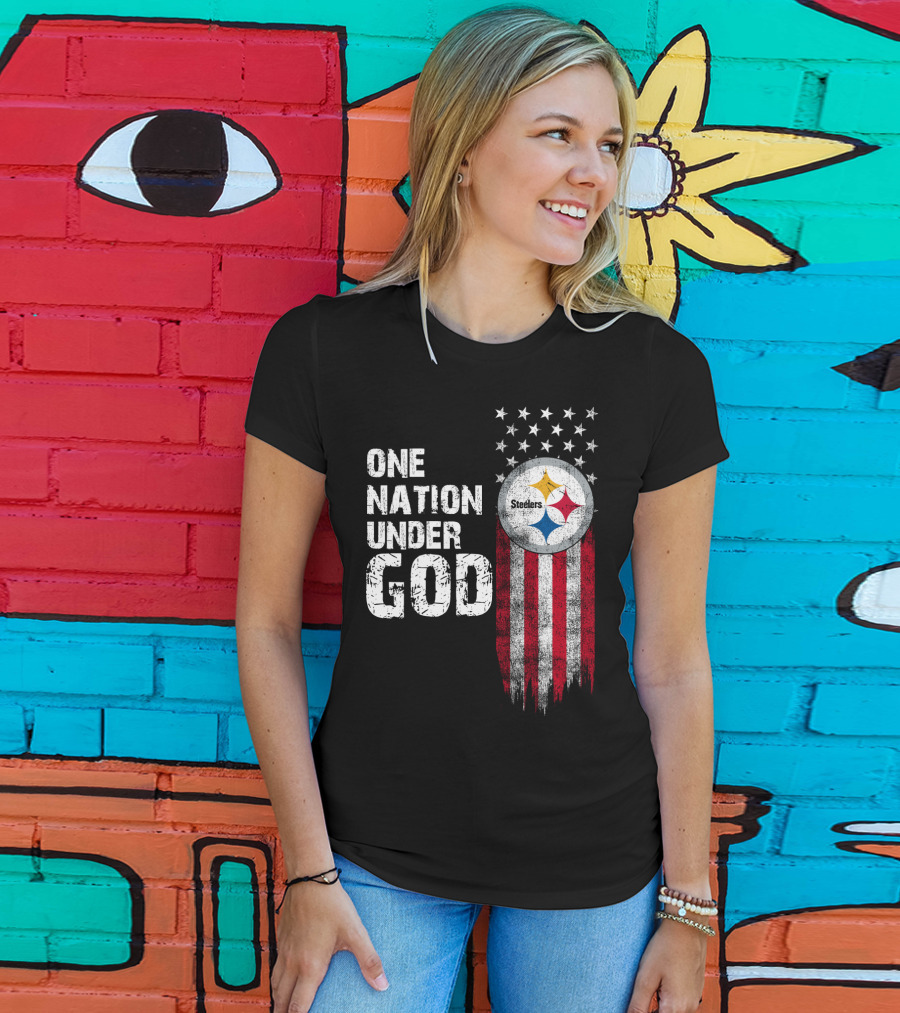 One Nation Under God Pittsburgh Steelers Flag Stars T-Shirt