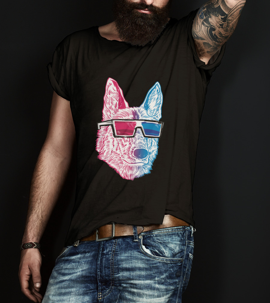 3D K9 Anaglyph Glasses Dog T-Shirt