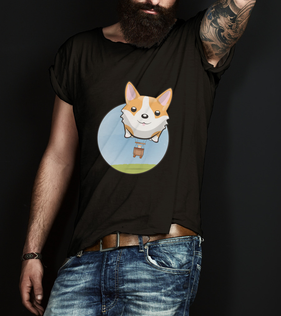 Corgi Adventure With Balloon Basket Joyride T-Shirt
