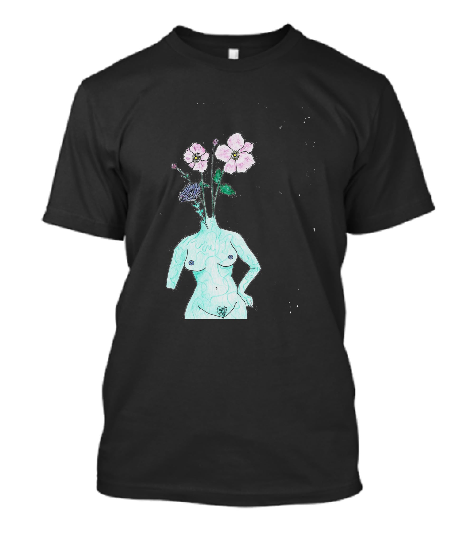 Alien Anemone Flower Head Surreal Floral Body T-Shirt