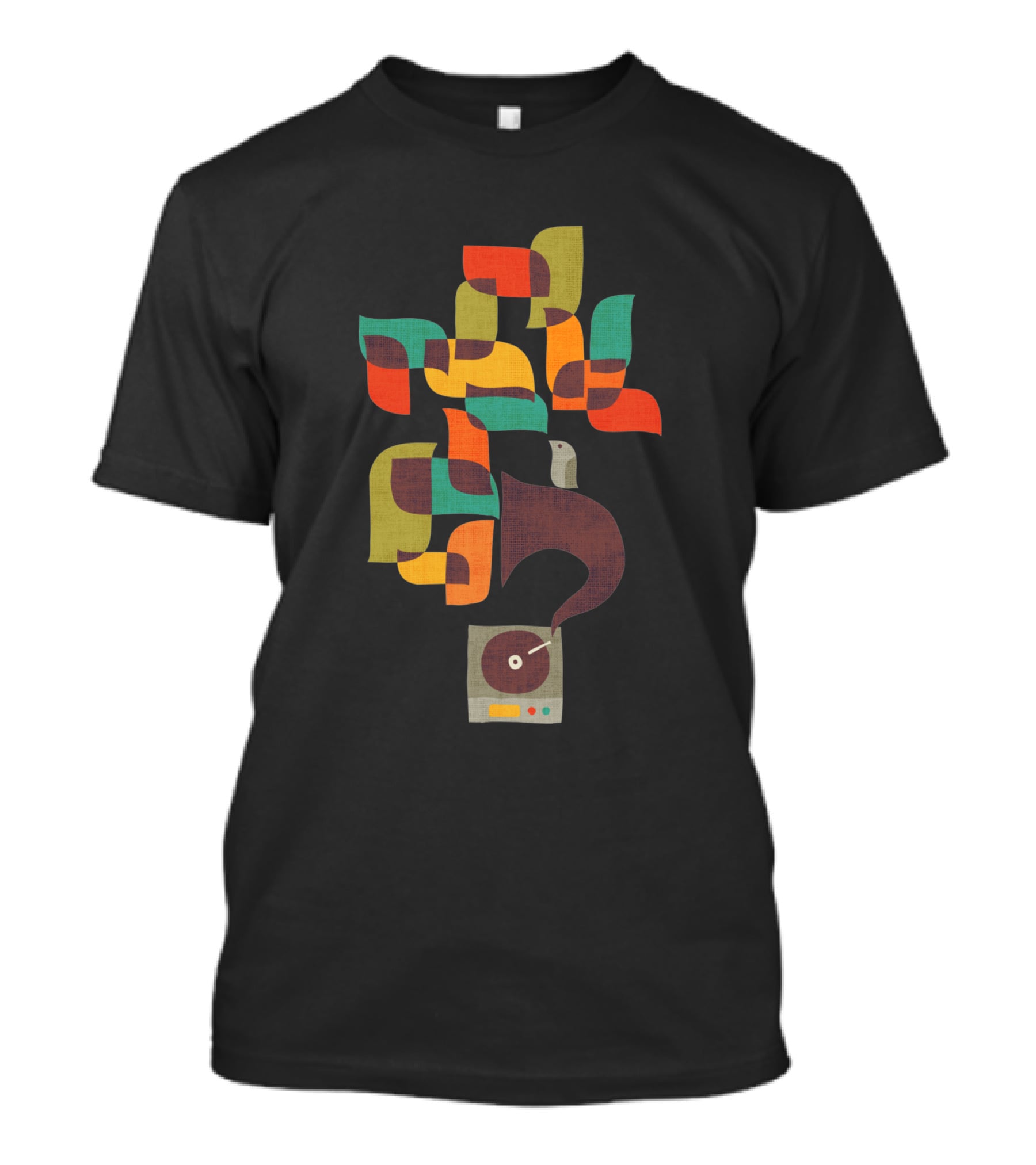 Retro Jazz Record Player With Colorful Musical Notes T-Shirt