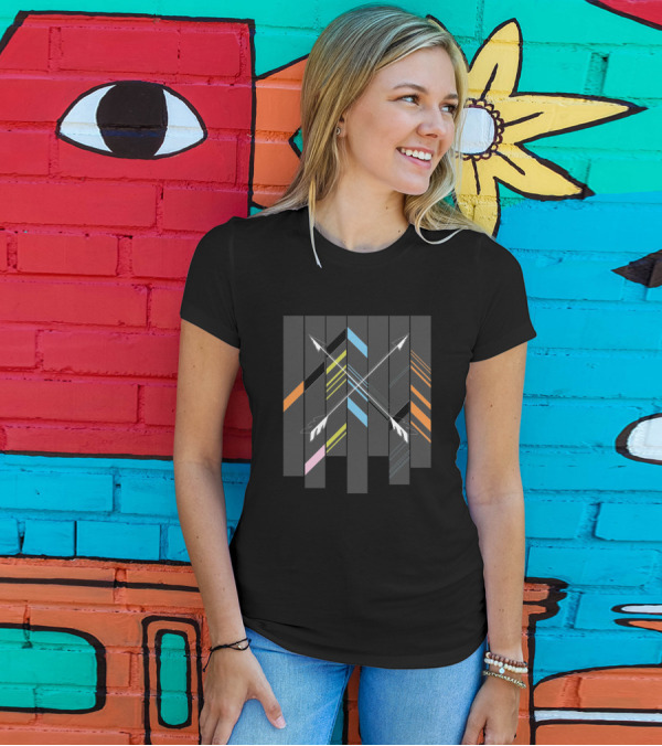 Arrows Crossing Over Colorful Striped 11423 T-Shirt
