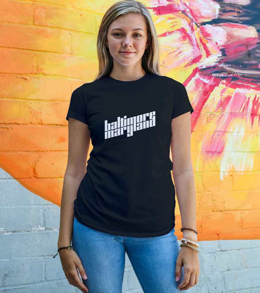 Baltimore Maryland White Typography 60043 T-Shirt
