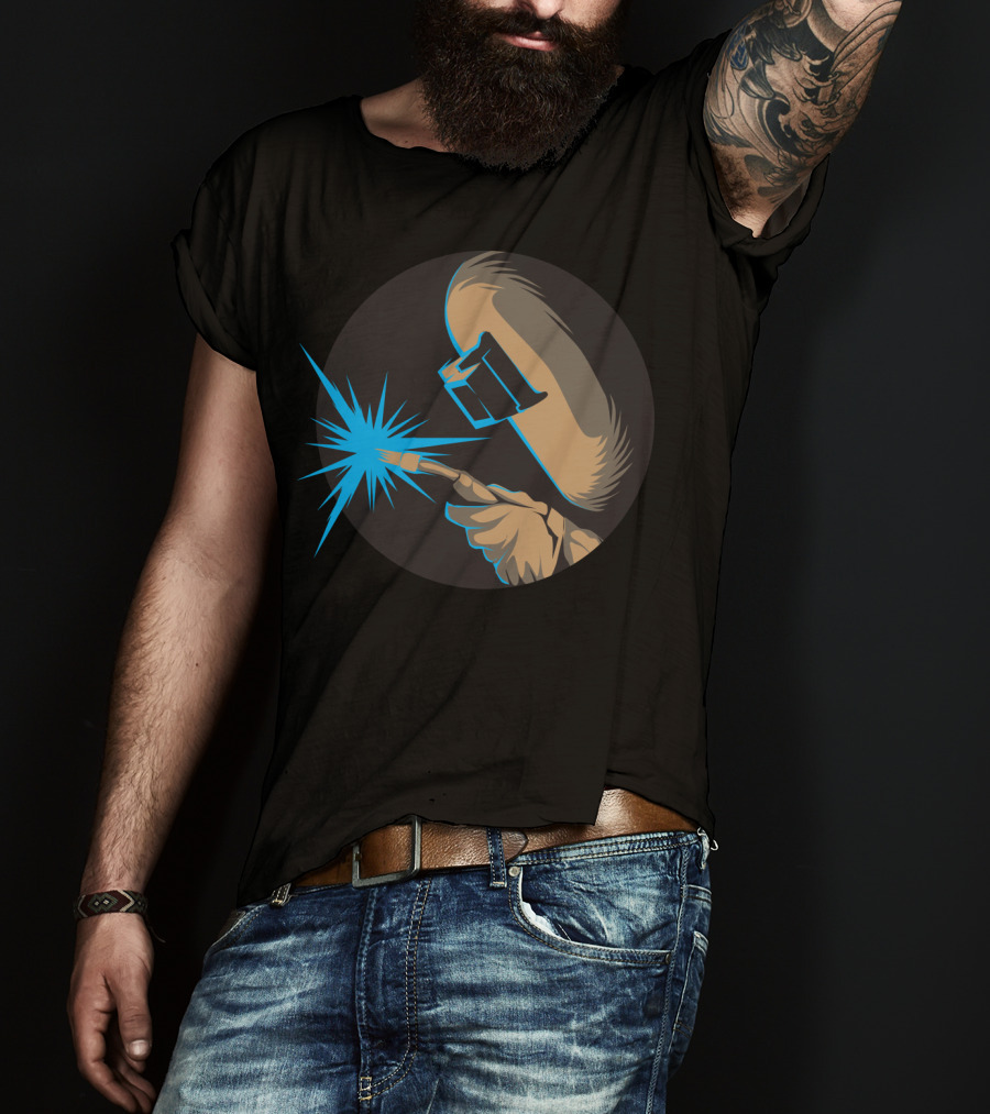 Metal Arc Welder Spark With Helmet And Glove Welding Engineer T-Shirt