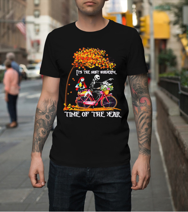 Shirt: IT'S THE MOST WONDERFUL TIME OF THE YEAR Halloween Characters Riding Bike T-Shirt IT'S THE MOST WONDERFUL TIME OF THE YEAR Halloween Characters Riding Bike T-Shirt