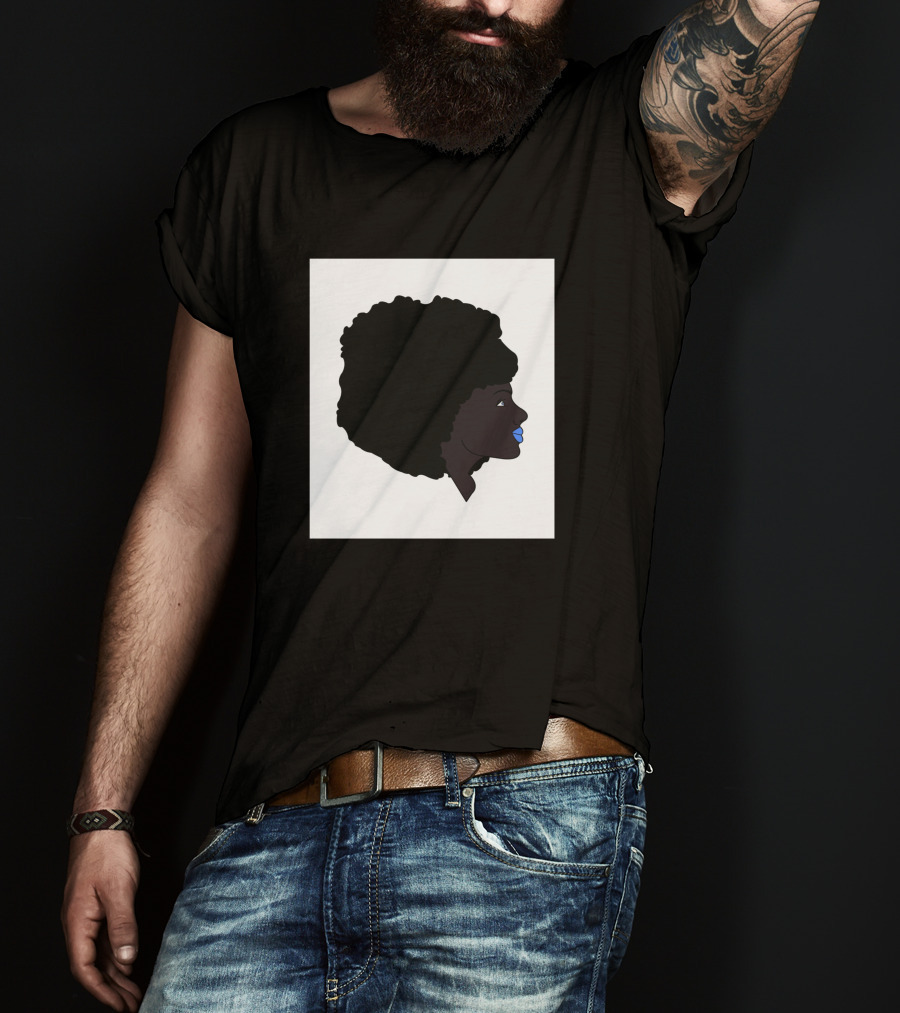 Afro Girl Silhouette With Blue Lips 751942 T-Shirt