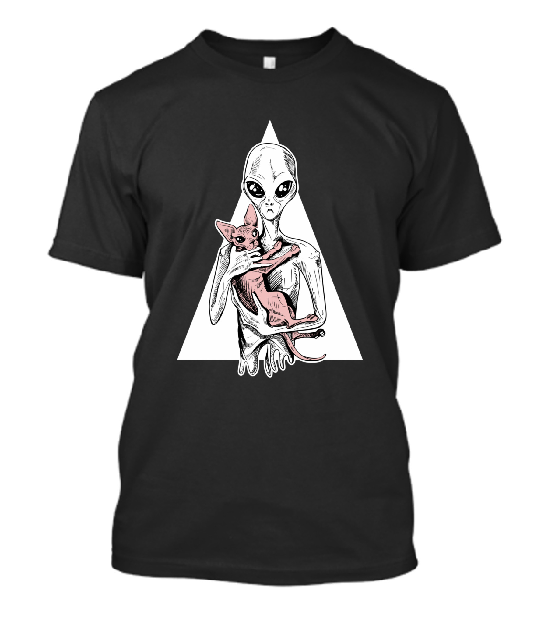 Alien And Sphynx Cat With Triangle Backdrop 1156960 T-Shirt
