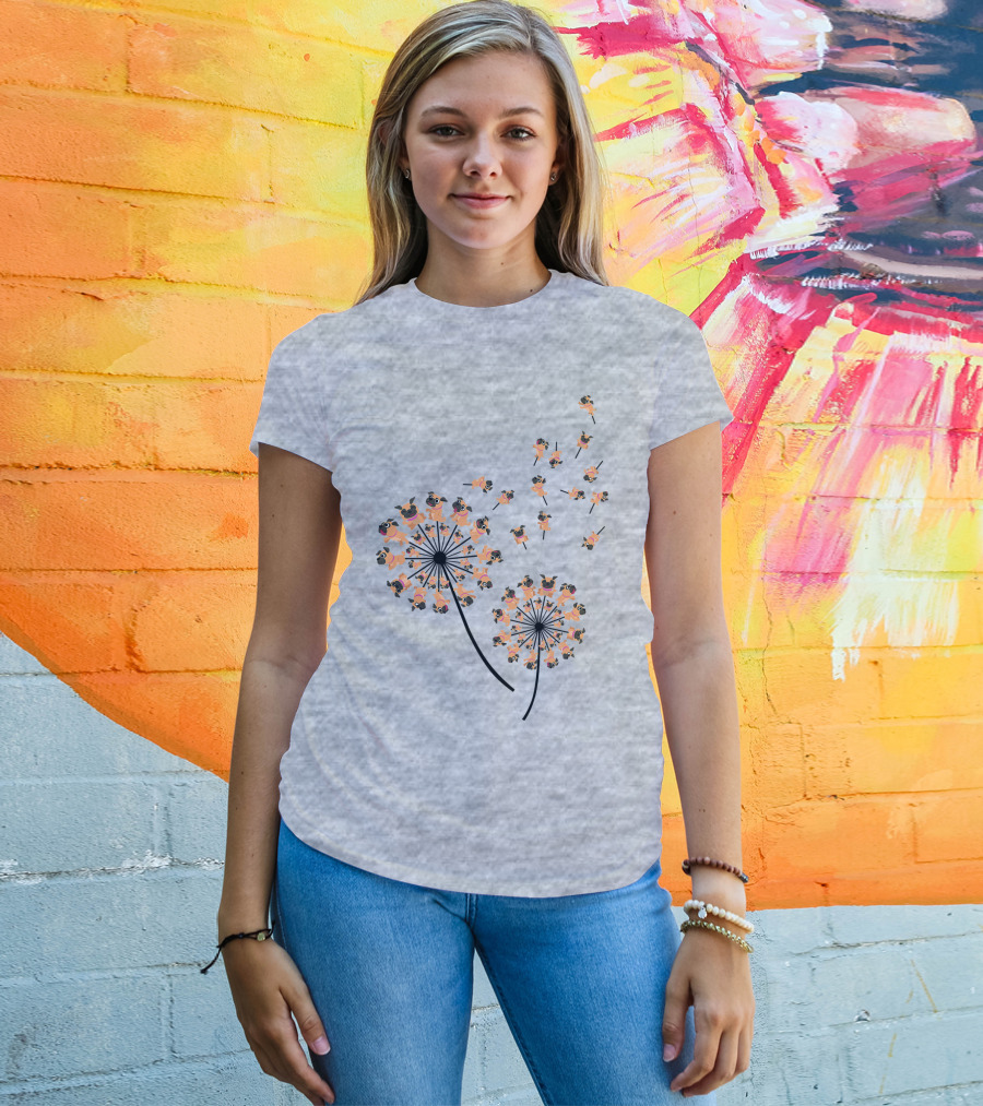 Pug Blossoms In Dandelion Puff Transformation T-Shirt