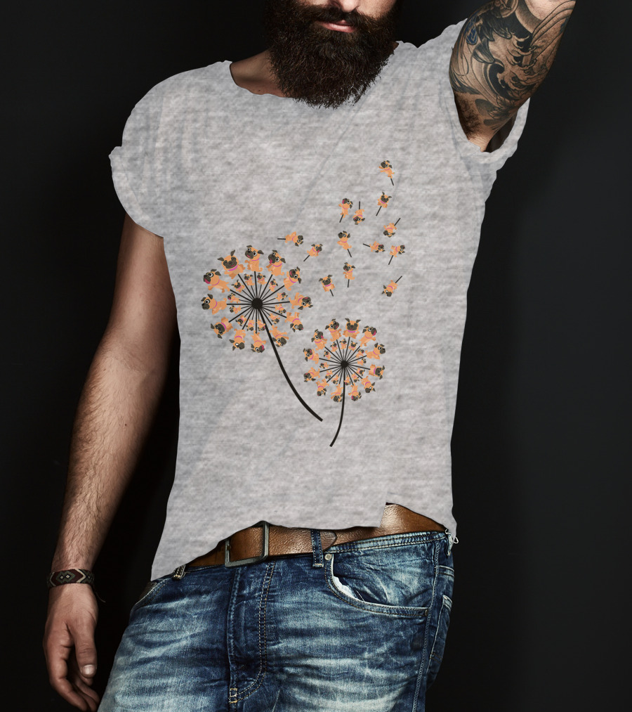 Pug Blossoms In Dandelion Puff Transformation T-Shirt
