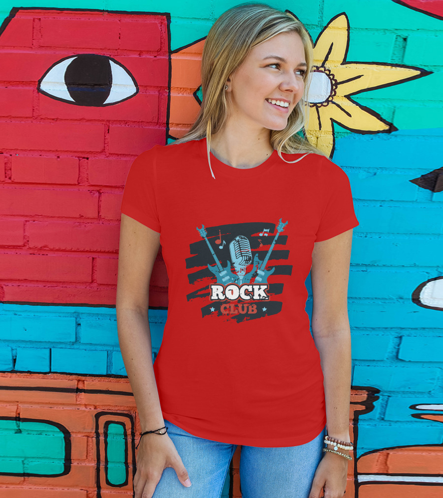 Rock Club Microphone And Guitars For Rock And Roll Hip Hop Rock Music T-Shirt