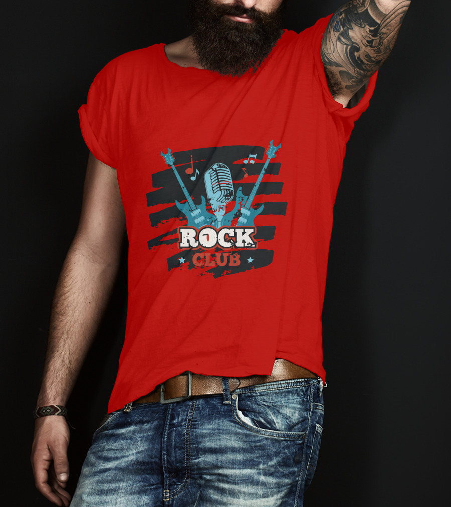 Rock Club Microphone And Guitars For Rock And Roll Hip Hop Rock Music T-Shirt