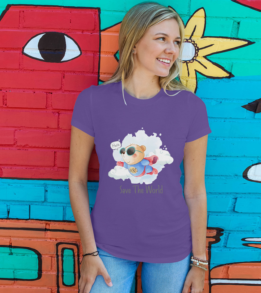Hello Hero Bear Save The World T-Shirt