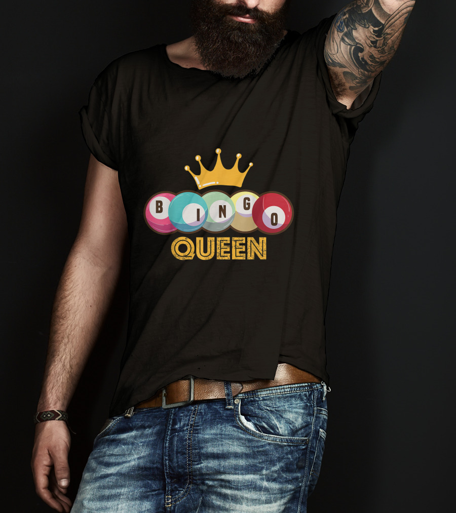 Bingo Queen Crown With Colorful Balls And Text T-Shirt