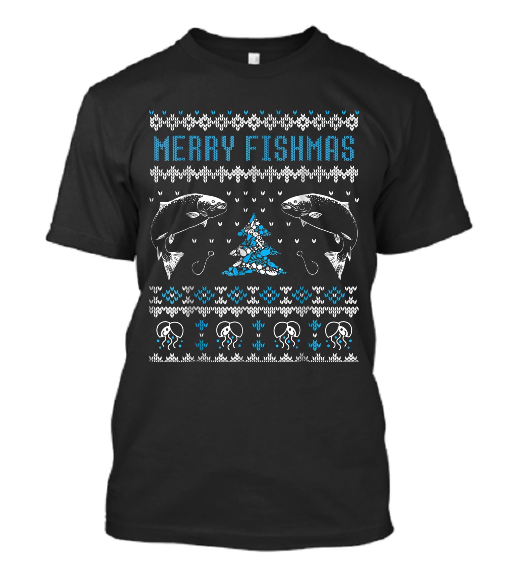 Merry Fishmas Ugly Christmas Sweater Holiday T-Shirt
