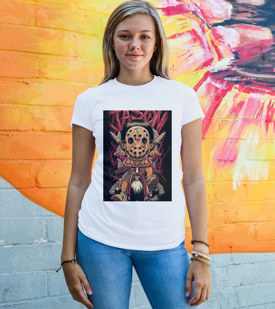 Jason Masked Tricycle Rider With Knives T-Shirt