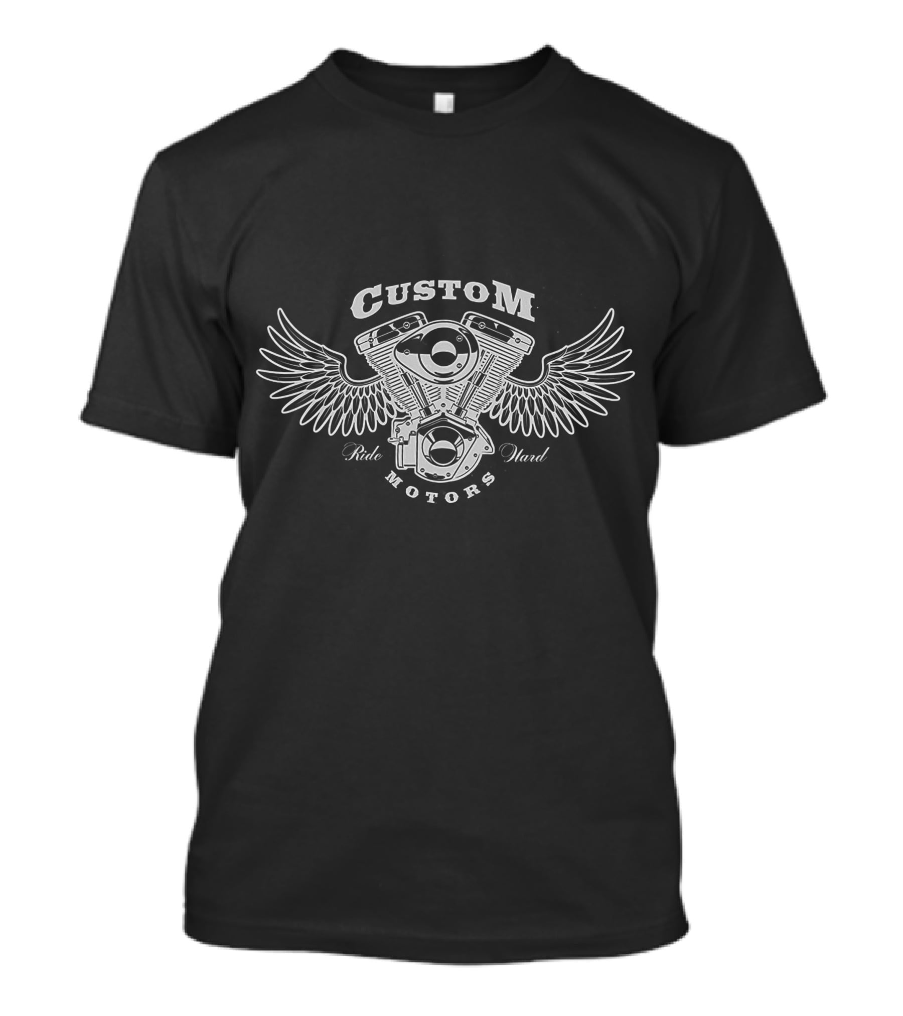 Custom Ride Hard Motors Engine With Wings T-Shirt