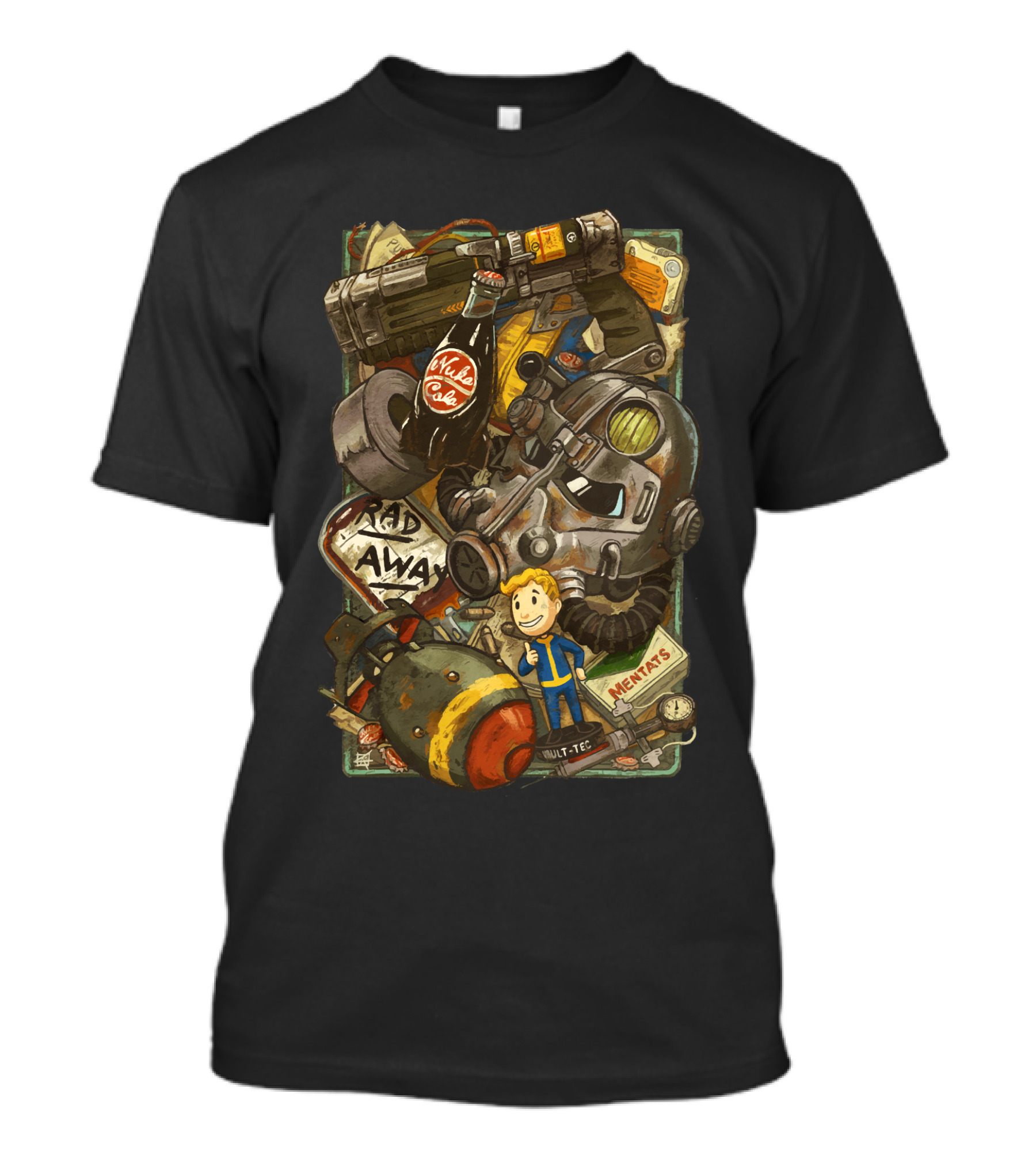 Fallout Wasteland Vault-Tec Nuka-Cola Mentats Rad Away Power Armor T-Shirt