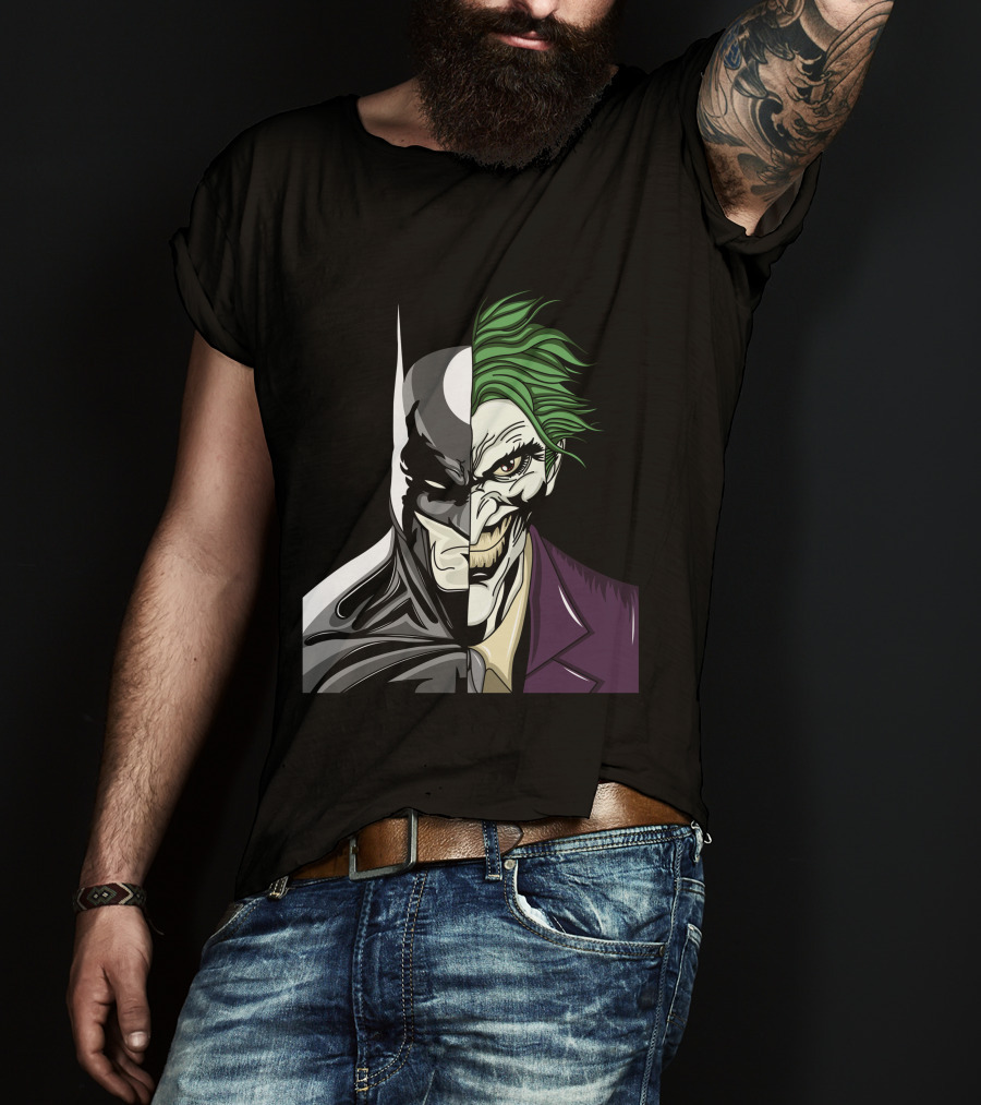 Split Face Batman Joker Fusion Iconic T-Shirt